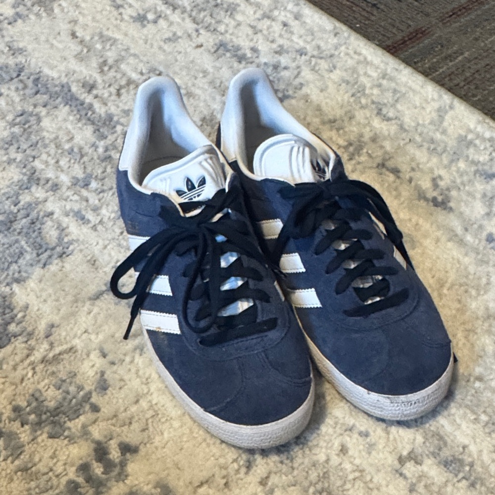 Adidas Men's Navy and White Sneakers